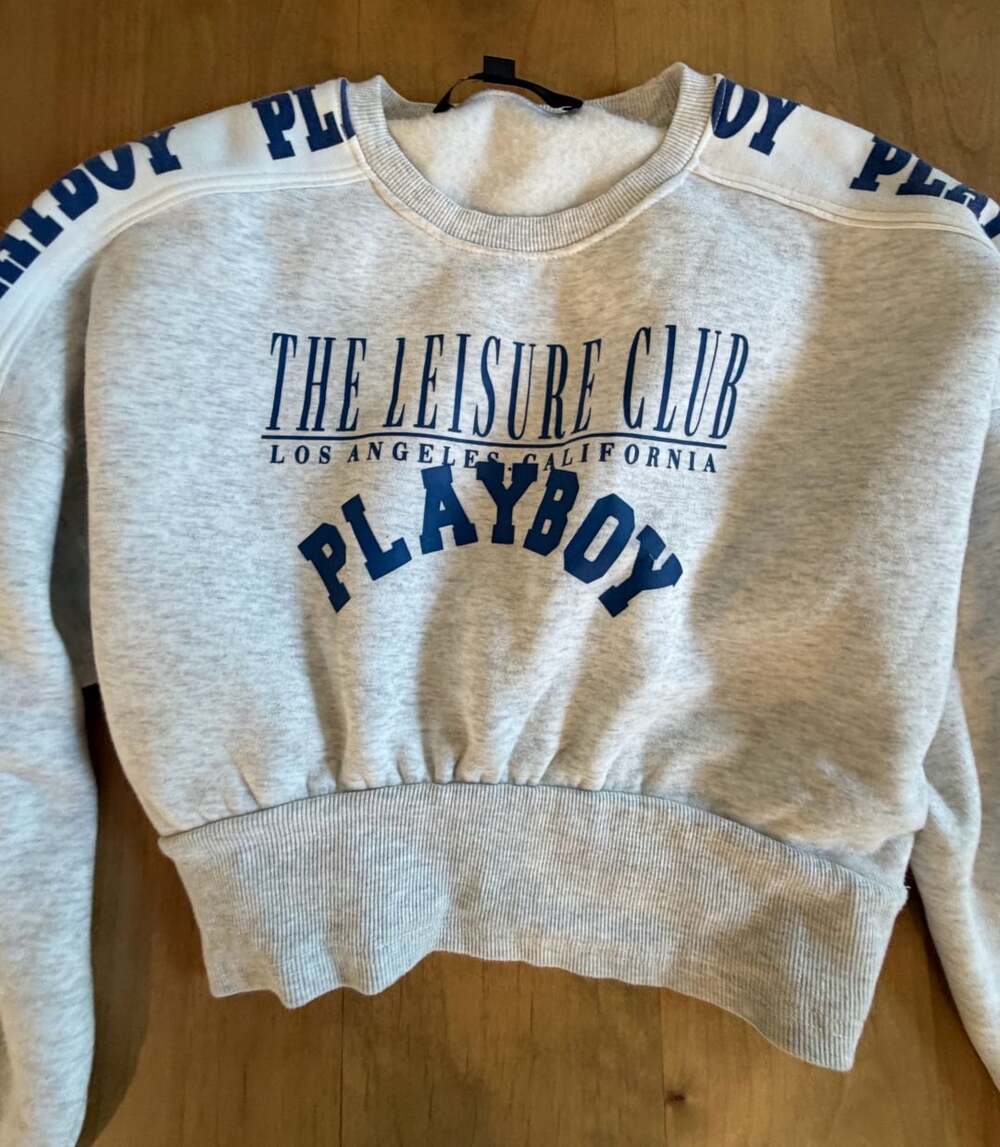 Playboy x Missguided The Leisure Club Crop Sweatshirt Light Grey 12